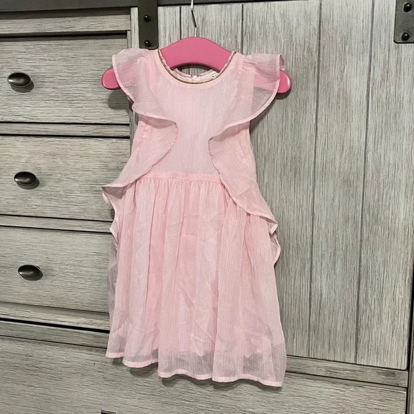 Dresses | Oshkosh Babytoddler Girl 24m Pink Sheer Gold Shimmer Dress |  Poshmark